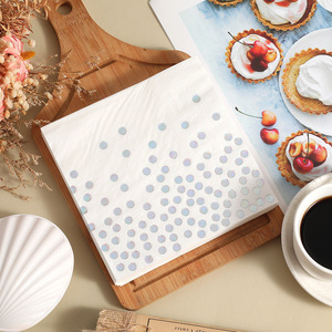 White Paper Napkins 330mm Holographic Polka Dots Disposable For Birthday Parties - Product Image 2