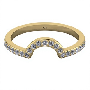 ขายดีที่สุดของผู้หญิงเครื่องประดับประณีต Dainty Micro Pave CZ ครึ่งนิรันดร์925เงิน Vermeil Minimalist เสี้ยววงแหวนปาร์ตี้โค้ง - Product Image 1
