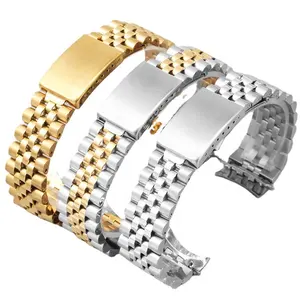 Edelstahl armband für R OLEX X Luxus uhr 13/17/18/19/20/21/22mm weibliches männliches Handgelenk Sport armband Serie 5 Perlen mit Logo