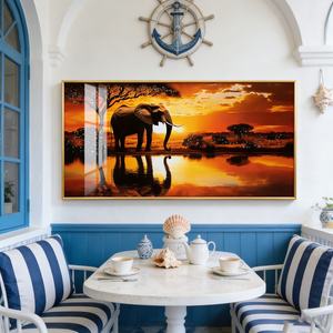 Pintura de Porcelana Cristalina con Diseño de Elefante Dorado y Paisaje, Impresión HD, Decoración para el Hogar, Arte de Pared para Sala de Estar, Venta al Por Mayor - Product Image 4