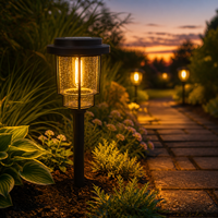 Lampe solaire à piquet de jardin avec ampoule Edison 2700K blanc chaud, lampe de chemin extérieure à allumage et extinction automatiques pour pelouse, cour, patio
