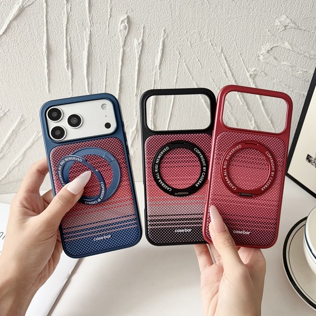 Ins Style Sunset Color Design 360 Degree Bracket Magnetic Wireless Charging Cover Shockproof Phone Case for iPhone 16 17 Pro Max