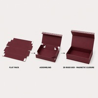 Boîte cadeau géométrique bordeaux, impression personnalisée, fermeture magnétique rigide, pliable, dorure à chaud, vente en gros, directement de l'usine, emballage plat
