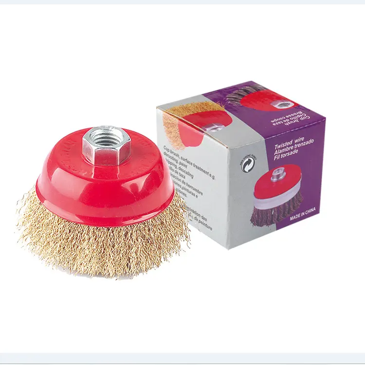 Easyway Wholesale polishing cup brush red durable copper coated steel wire brush