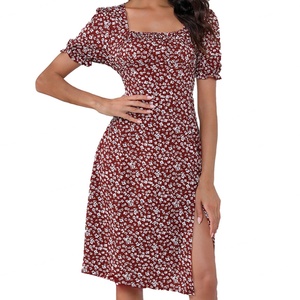 Vestido Casual Midi de Manga Corta con Estampado Floral Fresco, Ecológico, de Alta Calidad, Personalizado al por Mayor OEM/ODM - Product Image 3