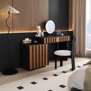 <span class=keywords><strong>Tocador</strong></span> Moderno para Dormitorio de Apartamento Pequeño, Mesa de <span class=keywords><strong>Maquillaje</strong></span> de Madera Maciza con Espejo Iluminado y Gabinete de Almacenamiento de Gran Capacidad - Product Image 2