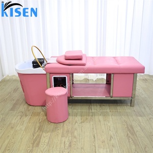 Kisen Lit de lavage capillaire électrique incurvé, personnalisable avec chauffage optionnel, pour soins vapeur et spa capillaire, mobilier de salon de beauté - Product Image 3
