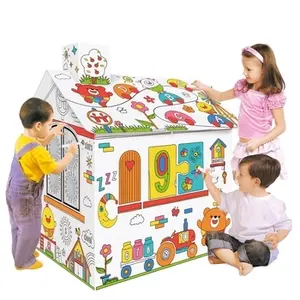 Bricstar 아이들을위한 교육 퍼즐 Diy 낙서 아기 집 3d 색칠 종이 골판지 퍼즐, 빛과 음악