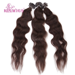 K.SWIGS 2 #   Extensiones de Cabello Humano Remy Ondulado Marrón Oscuro, Naturales, Voluminosas, Estilo Salón, Calidad Premium, Punta en U - Product Image 3