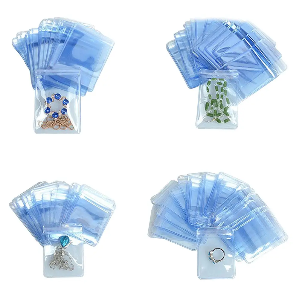Reusable Frosted Antitarnish Jewelry Rings Earrings Zip Lock Packing Storage Pouch Clear Transparent Plastic Pack Pvc Zipper Bag