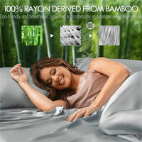Ensemble de literie respirant de couleur unie personnalisé 100% ensemble de draps de lit en bambou biologique draps de lit en bambou King Size