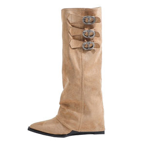 Bottes Soft Niche pour femme, à bout pointu, montantes, à talon compensé dissimulé, blanches, au-dessus du genou, mi-cuisses, automne - Product Image 5