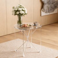 Schnelle Lieferung: Acryl-Mini-Kaffeetisch mit individuellem Design, spezieller Geometrie und Dekor-Display-Regal für tragbare Aufbewahrungsmöbel