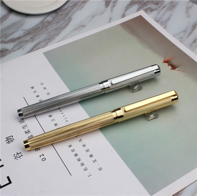 Gold Smooth Writing Gift Stylish Line Engraved Metal Elegant Professional Birthday Nice Pens Rollerball Pen Liquid Ink Pens