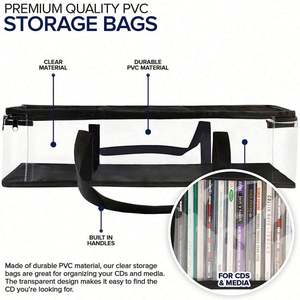 Bolsa de Aseo Transparente Vieshful, Bolsa de Almacenamiento Extra Grande con Correas de Mochila para Organizar CDs y Medios - Product Image 3