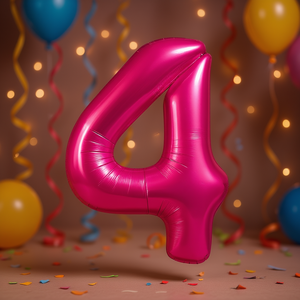 Party Love Number 4 Foil <b>Balloon</b> 80cm Metallic Birthday Party <b>Decor</b> Kids - Product Image 2