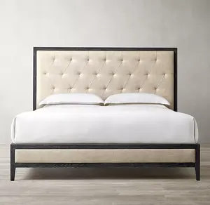皇家豪华最新卧室家具床设计酒店现代木制木床用于卧室
