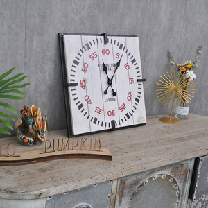 40CM Factory Price Rustic Design Simple Wooden <strong>Square</strong> Antique <strong>Wall</strong> <strong>Clocks</strong> White Retro Decorative Art Watch Dropshipping DDP WEEE - Product Image 2
