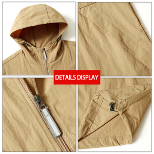 Men's UPF50+ Sun Protection Loose Fit <strong>Long</strong> Sleeve Windbreaker <strong>Hoodie</strong> 100% Nylon Lightweight Quick Dry Custom Logo - Product Image 5
