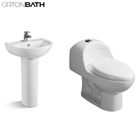 ORTONBATH-Cuvette de toilette SIPHONIQUE INODORO en céramique, piédestal, cuvette avec lavabo