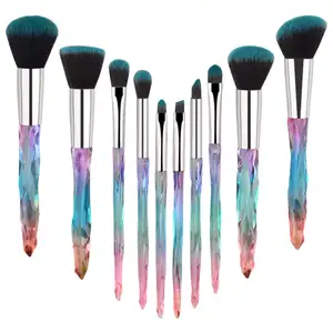 Suppliers New Colourful Makeup Brushes Transparent Diamond Crystal Makeup Brush Set With Holder