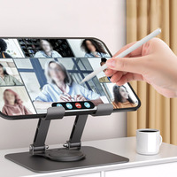 Jiuyi vente chaude support d'ordinateur portable en métal rotatif à 360 degrés hauteur réglable pliable portable creux robuste support de téléphone tablette