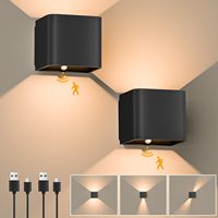Lámpara de Pared LED Moderna con Sensor de Movimiento Empotrado, Impermeable IP65, Cuerpo Cuadrado de PC, para Hogar, Oficina, Porche, Balcón, Jardín