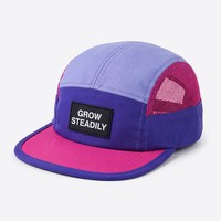 Casquette de camionneur décontractée d'été en polyester 100% hydrofuge avec logo personnalisé tissé, 5 panneaux, visière plate et dos en maille, vente en gros