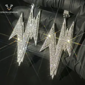 Đồ Trang Sức Thời Trang Tùy Chỉnh Mặt Dây Hip Hop 925 Sterling Silver Lightning 18K Vàng VVS Moissanite Mặt Dây Chuyền