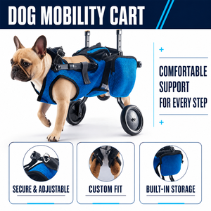 <b>Dog</b> Mobility Cart Blue Textile Adjustable Support for Hind Legs with Built-in Storage and Custom Fit Design - Product Image 1