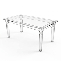 Mesa de Comedor Transparente de Acrílico Transparente para Hotel, Múltiples Formas para Banquetes, Bodas y Eventos
