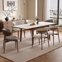 Ensemble de salle à manger italien minimaliste pliable en pierre frittée, table rectangulaire moderne pour grands espaces