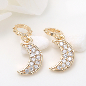 GOOD > Colgante de luna chapado en oro con circonita, accesorios de latón para la fabricación de joyas, para pulseras y collares de regalo - Product Image 1