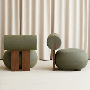 Fauteuil de salon design nordique, mobilier de maison, fauteuil en bois de frêne, fauteuil moderne en velours, hôtel, bureau à domicile SF2671 - Product Image 1