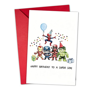 Nouvelle carte de vœux d'anniversaire, dessin animé d'animaux, message texte, carte pliable avec enveloppe - Product Image 6