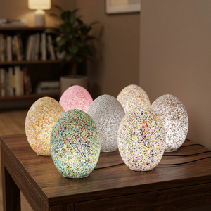 Zahereen BE Handmade Colored Glass Beaded Folk Art Random Egyptian Egg Mosaic LED <b>Table</b>/Pendant Lamp for Home Decoration - Product Image 3