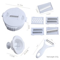 Hachoir manuel multifonctionnel pour légumes, usage culinaire, avec fonction de découpe et de râpage, protège-main ondulé et panier de filtration d'eau