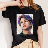 Kogelvrij Jeugd League Print T-shirt Mevrouw Korea Harajuku Jin Suga J Hoop Jimin V Jungkook Cartoon Meisje Top T-shirt