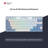 Clavier mécanique sans fil HEXGEARS A1 63 touches, profil bas, interrupteurs Kailh CHOC, tri-mode BT, échange à chaud, RGB, 1000Hz, pour le gaming