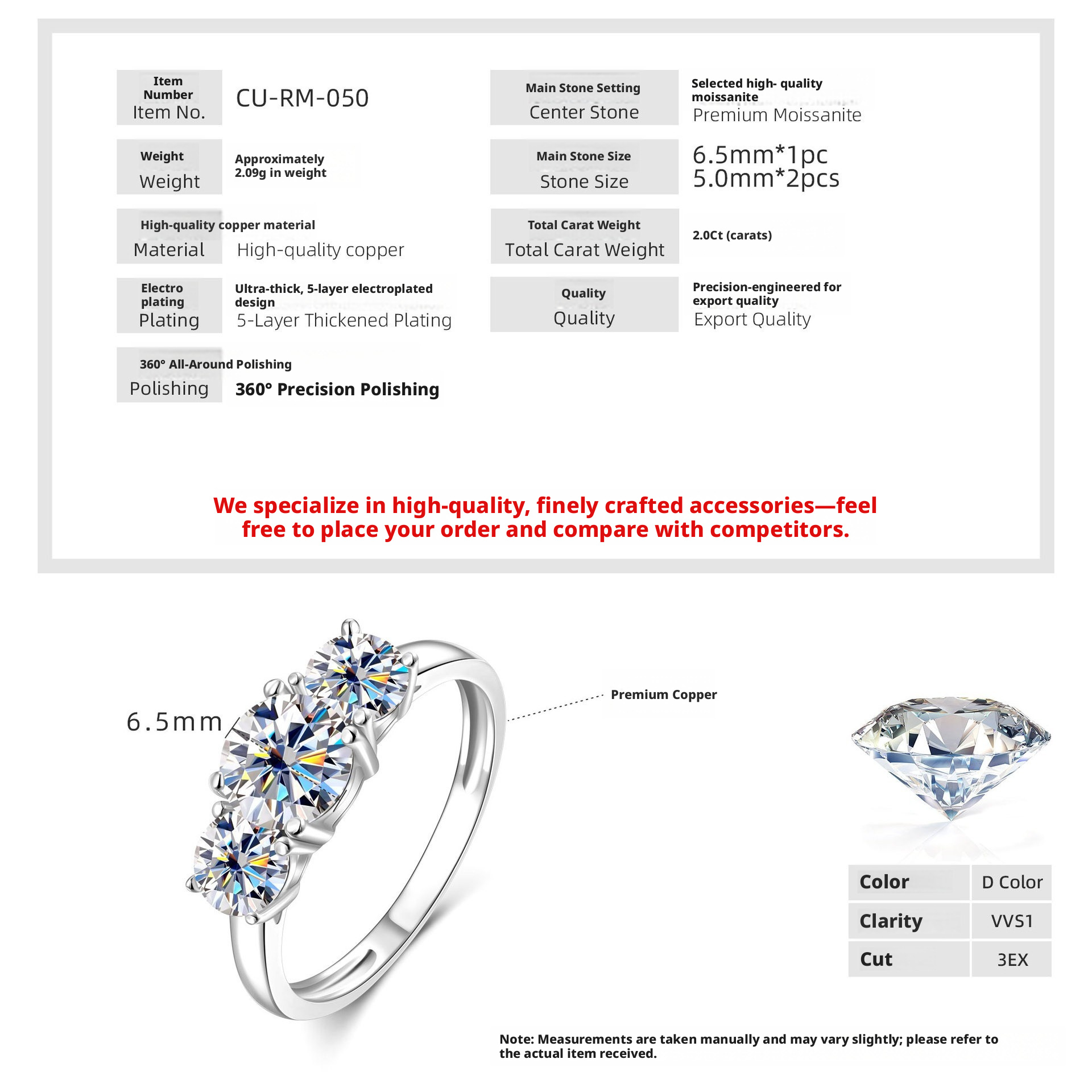 Moissanite+GRA Certificate-White Gold