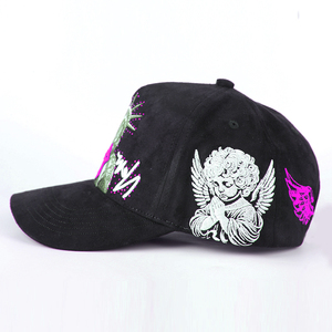 High Quality Custom Embroidery Logo 5 Panel Suede Satin Lined Baseball Cap <b>Mens</b> Sport Baseball <b>Hat</b> - Product Image 2