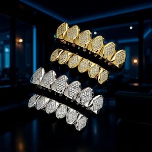 Fine Grillz 18K Gold Plated <b>Diamond</b> Shape Micro Insert Unisex Braces Everyday Wear - Product Image 2