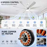 Ventilateur de plafond grand format de 60 pouces avec télécommande, lumière LED de 22 W, moteur CC réversible, pales de ventilateur en ABS, débit d'air élevé, ventilateur de plafond moderne avec lumière