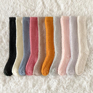 Wholesale Winter Knitted Breathable <strong>Fleece</strong> Thickened Fuzzy Knee High Microfiber Sleeping Socks Daily Use - Product Image 3