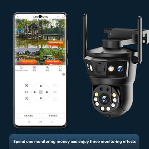 Videocamera di sorveglianza domestica a tre occhi 3K Wireless Wireless per esterni Wifi Smart HD a tre occhi 6MP rete telecamere di sicurezza a distanza cctv - Product Image 4