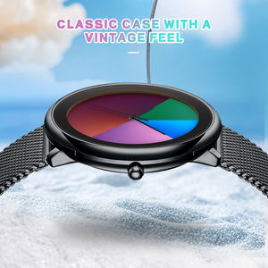 LIGE LG89278 orologio da polso impermeabile minimalista ultrasottile per gli uomini in acciaio inox maglia orologio cambiamento di colore da tempo - Product Image 3