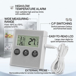 <b>Digital</b> Refrigerator Freezer <b>Thermometer</b> LCD Display Temperature Alarm External Probe C F Switching Cold Storage Monitor - Product Image 2