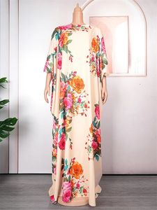 Vestidos Largos de Gasa para Graduación Abayas Dashiki con Estampado Floral Boubou Suelto Ropa de Dama Vestido Africano Completo de Fiesta sin Costuras para Mujer - Product Image 3