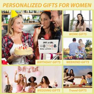 Pochette de maquillage amusante pour chatons, cadeaux pour les amoureux des chats, sac cosmétique en toile avec logo personnalisé, trousse de toilette à fermeture éclair pour filles - Product Image 4