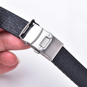 Fermoir pliant en acier inoxydable JAETIUM avec verrou de sécurité, boucle déployante brossée pour bracelet de montre en caoutchouc 16/18/20 mm - Product Image 2